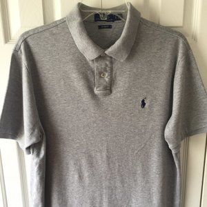 Polo Ralph Lauren Men's Polo Shirt - Custom Fit Large - Light Gray - Cotton
